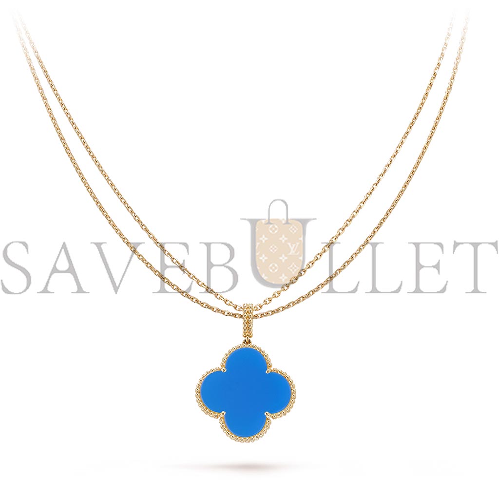 V*n Cl**f & Ar**ls magic alhambra long necklace, 1 motif - yellow gold, agate vcarp6la00
